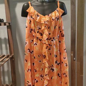Lane Bryant Orange & Animal Print Midi Dress
